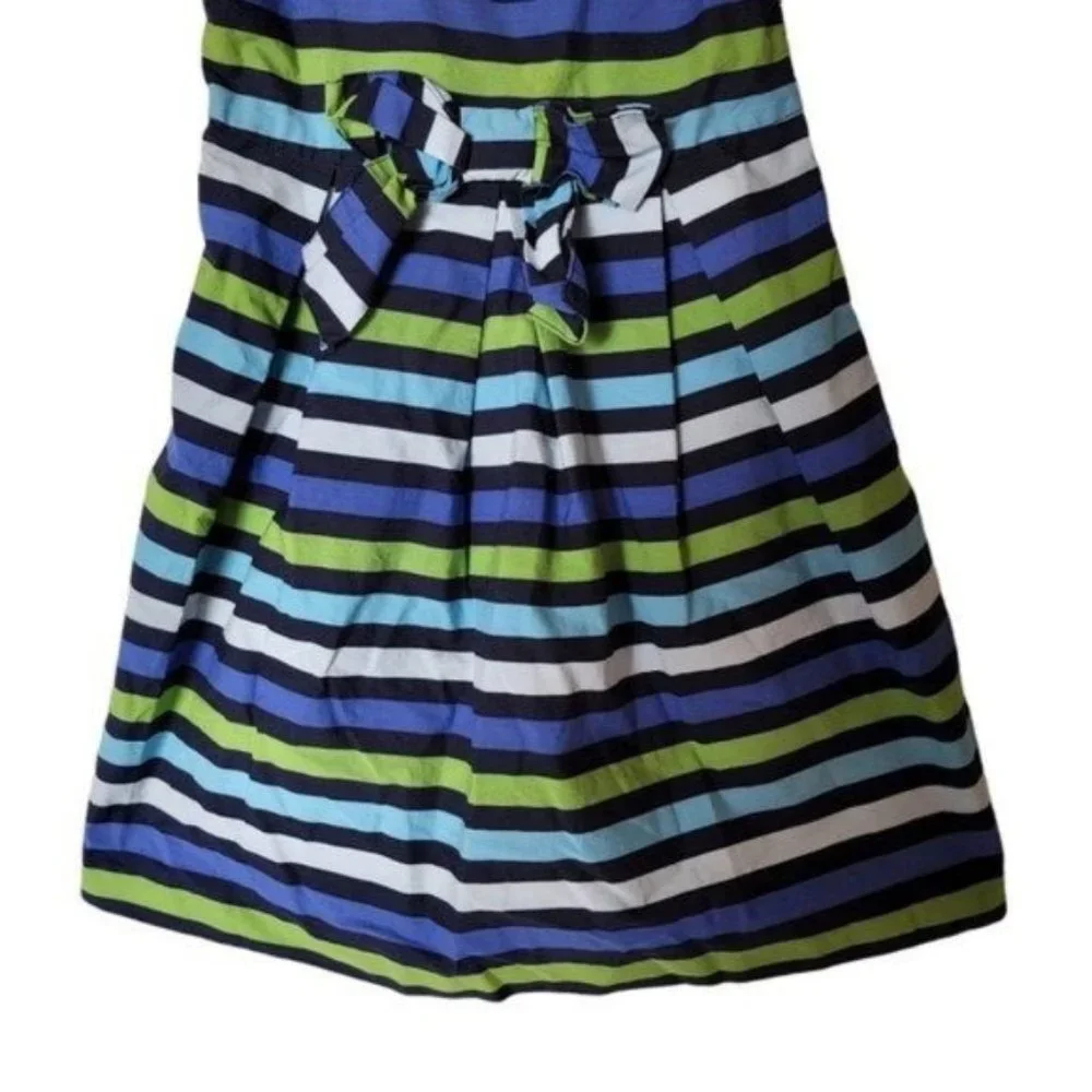 Gymboree Dress Full of Glee Blue Green Striped Sun‎ Bow Girls size 6 Kids